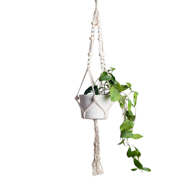 macrame plant holder hanging hanger beads