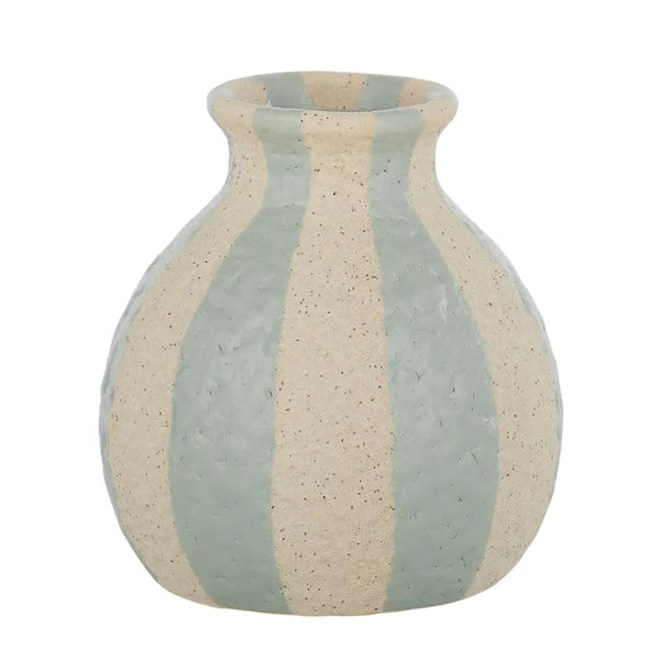 Carla Striped Ceramic Vase- Sky