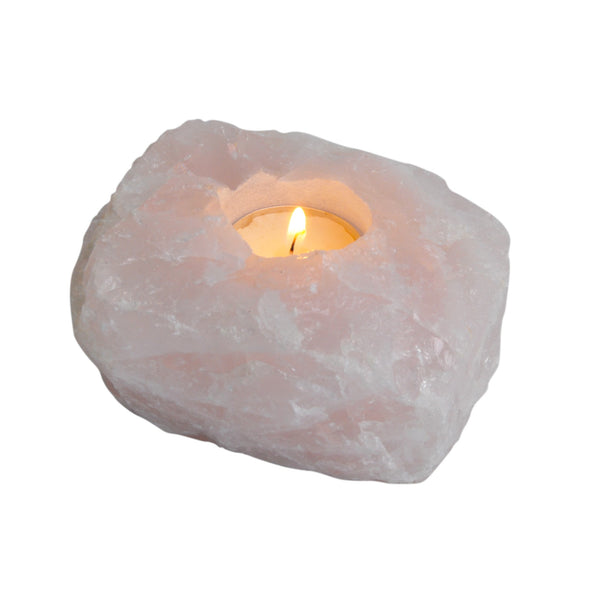 rose quartz tealight holder candle crystal pink blush