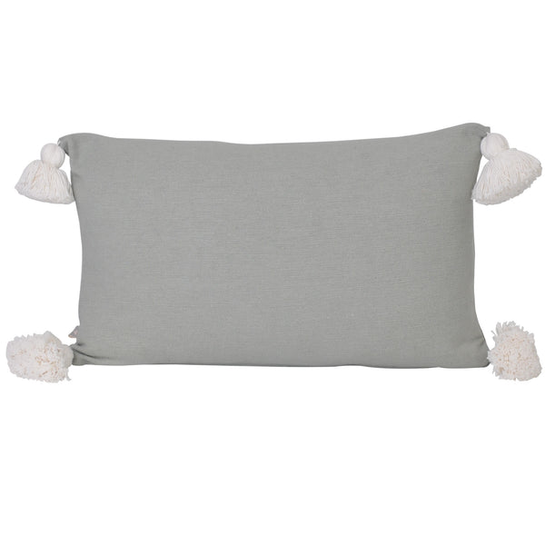 sage olive green rectangular rectangle lumbar pom poms tassels tassles cushion pillow coastal boho contemporary hamptons scandi
