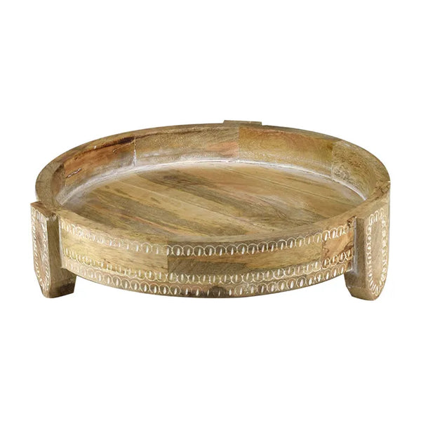 Tiare Wooden Footed Tray- Whitewash