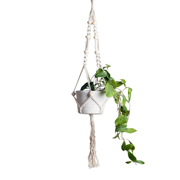 macrame plant holder hanging hanger beads 