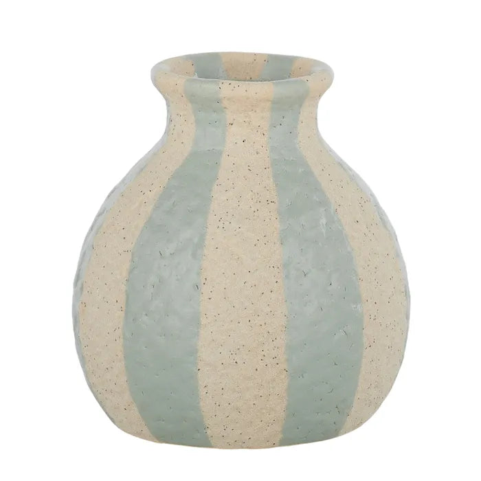 Carla Striped Ceramic Vase- Sky