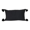 black rectangular rectangle lumbar pom pom tassels tassles cushion pillow monochrome bohemian