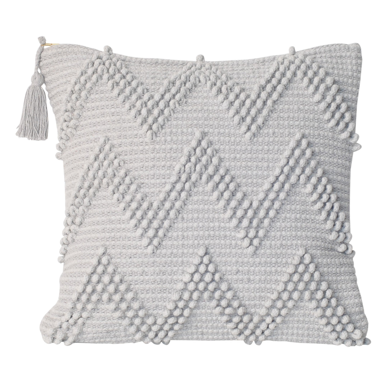textured chevron zig zag light grey cushion pillow tassel patterned