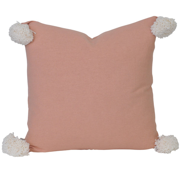 peach coral pom pom tassel tassle cushion plain solid pillow contemporary coastal scandi boho