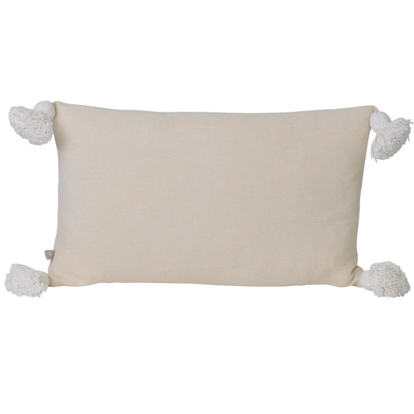 oatmeal natural pom pom tassel tassles rectangle rectangular lumbar cushion pillow contemporary coastal boho hamptons scandi