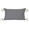 charcoal dark grey lumbar rectangular rectangle cushion pillow coastal contemporary scandi boho pom pom tassels tassles