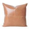 tan leather square 50cm cushion cross panel