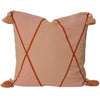 euro cushion coral tassels geometric design rust trim