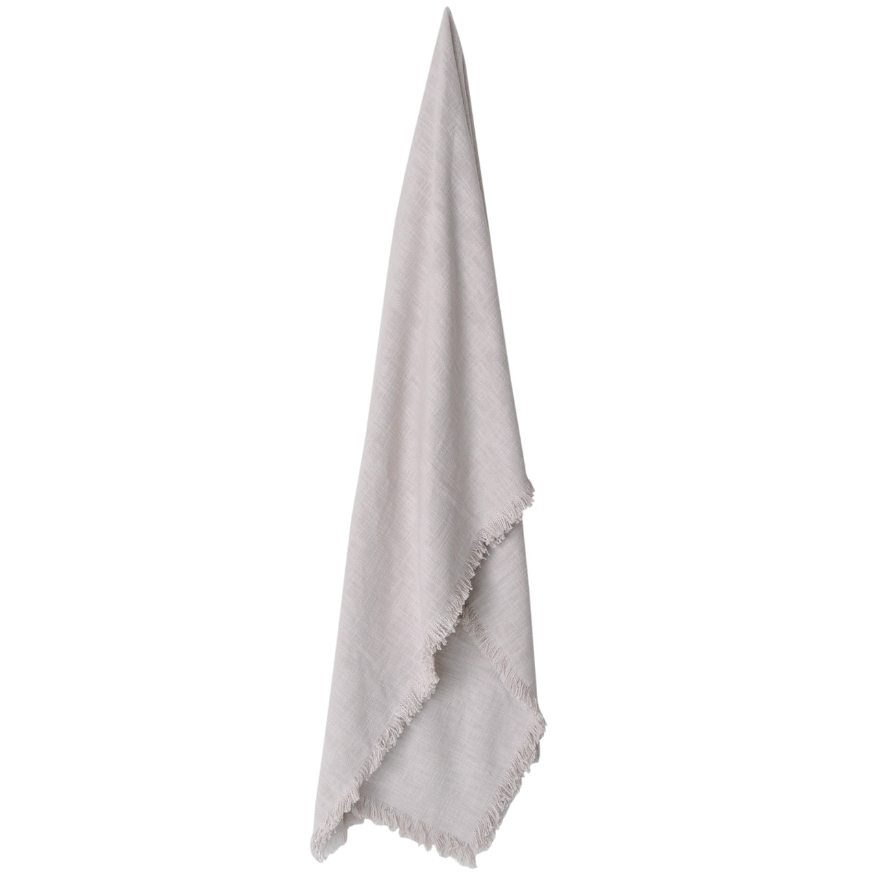 large cotton fringed throw blanket ecru off white