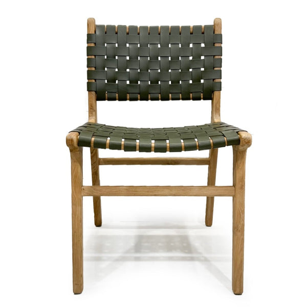 Leather Strap Dining Chair- Olive