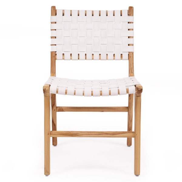 Leather Strap Dining Chair- White