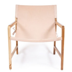 leather sling chair teak nude