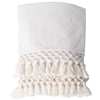 macrame throw white ivory bed cover coverlet blanket trim pom pom tassels