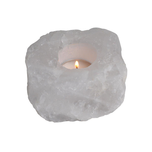 clear quartz tealight holder candle crystal white
